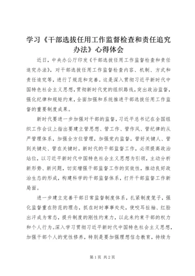 学习《干部选拔任用工作监督检查和责任追究办法》心得体会.docx