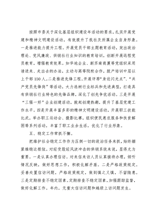 市供销社年度工作报告 1