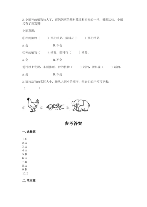 教科版一年级上册科学期末测试卷精品【预热题】.docx