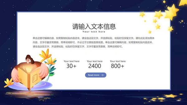 蓝色卡通梦幻小人世界读书日PPT模板