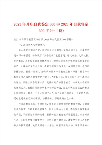 2023年升职自我鉴定500字2023年自我鉴定300字十二篇