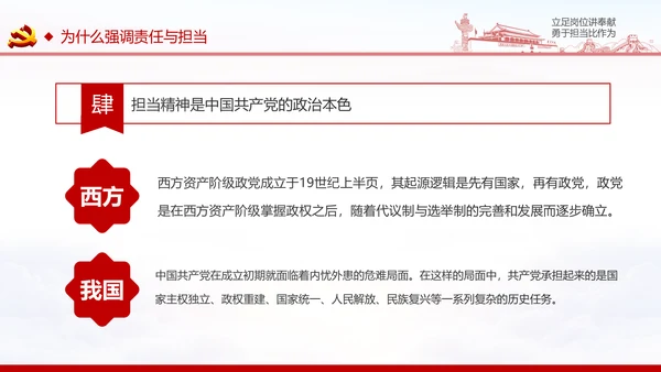 立足岗位讲奉献勇于担当比作为党课PPT