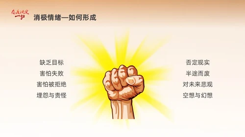 黄色励志插画风格态度决定一切心态培训课件PPT情绪管理