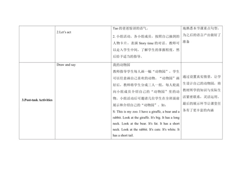 Unit 3 It has a short tail  A Story time 单元整体教学设计