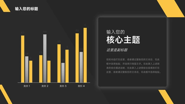 黄色暗色商务质感年终总结汇报PPT模板