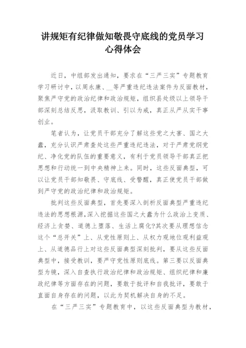 讲规矩有纪律做知敬畏守底线的党员学习心得体会.docx