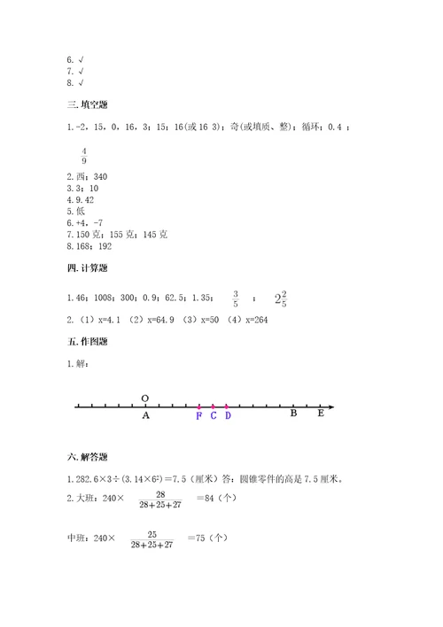 苏教版六年级下册数学期末检测卷附参考答案（模拟题）