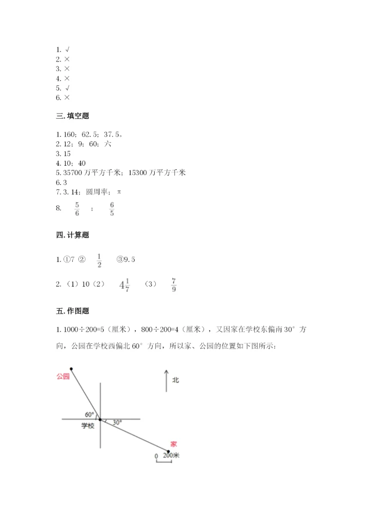 人教版小学六年级上册数学期末测试卷精品【网校专用】.docx