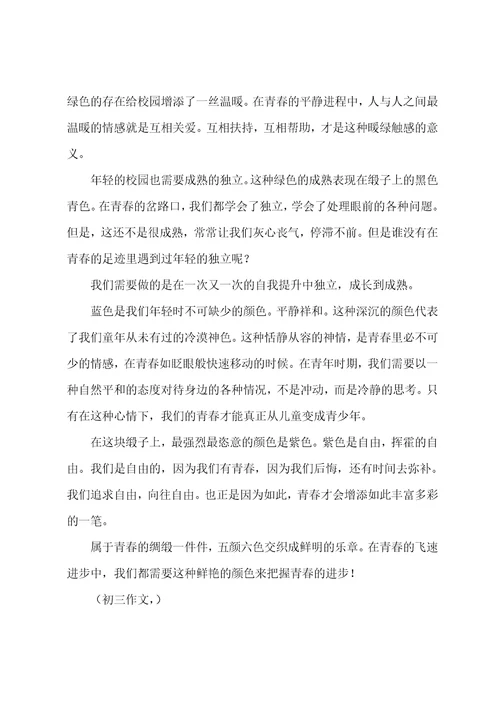 青春进行时作文初一