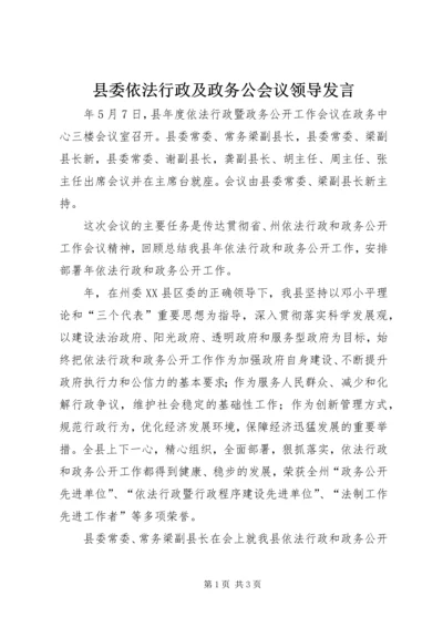 县委依法行政及政务公会议领导发言.docx