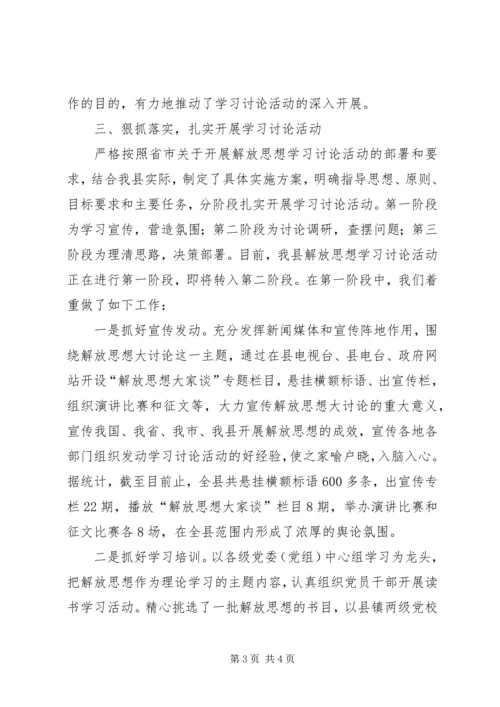 某县开展解放思想学习讨论活动情况汇报 (3).docx