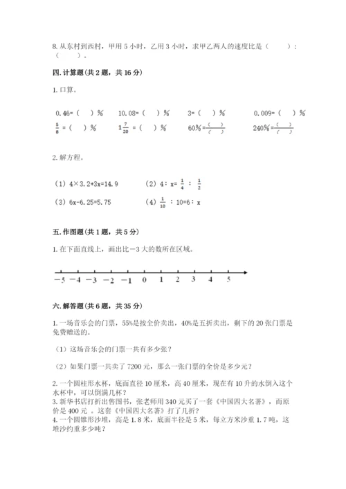 象山县六年级下册数学期末测试卷（模拟题）.docx