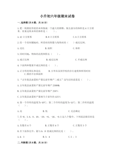 小升初六年级期末试卷带答案（能力提升）.docx