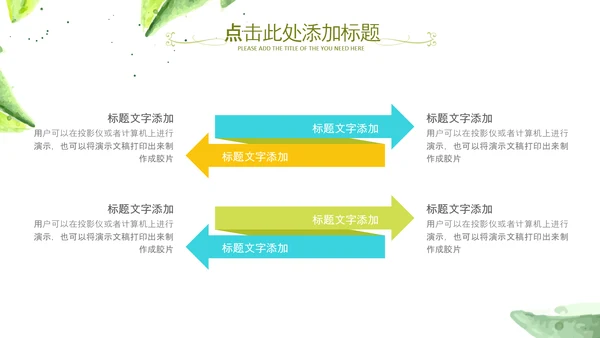 水彩清新绿叶教师说课教育教学课件PPT模板