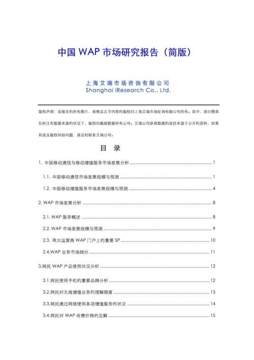 中国WAP市场专题研究报告.docx