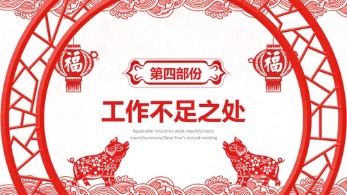 2019猪年新年春节喜庆红色剪纸PPT