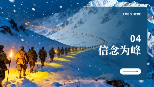 蓝色简约风长征纪念日主题红军长征精神团课PPT模板