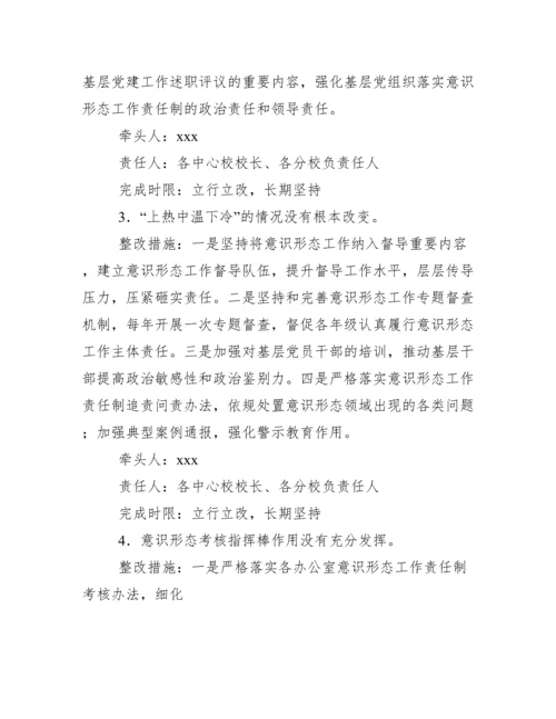 学校有关对中央意识形态工作贡任制巡视检查反馈意见整改工作方案.docx