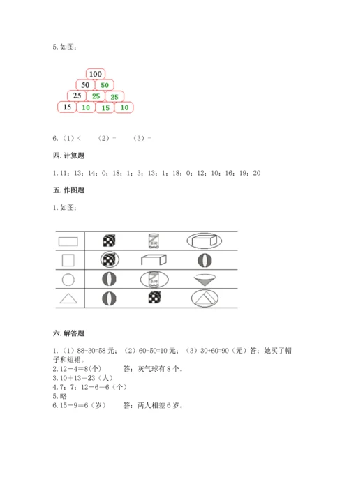 人教版一年级下册数学期末测试卷含答案（达标题）.docx