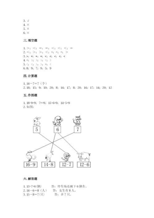 苏教版一年级下册数学第一单元-20以内的退位减法-测试卷(必刷).docx