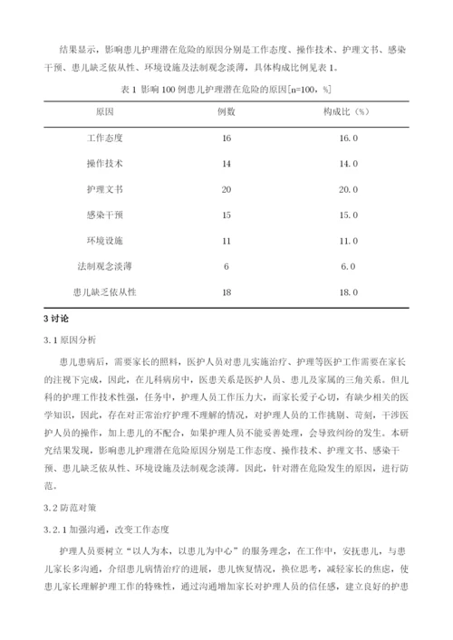 影响儿科护理潜在危险原因及防范对策.docx