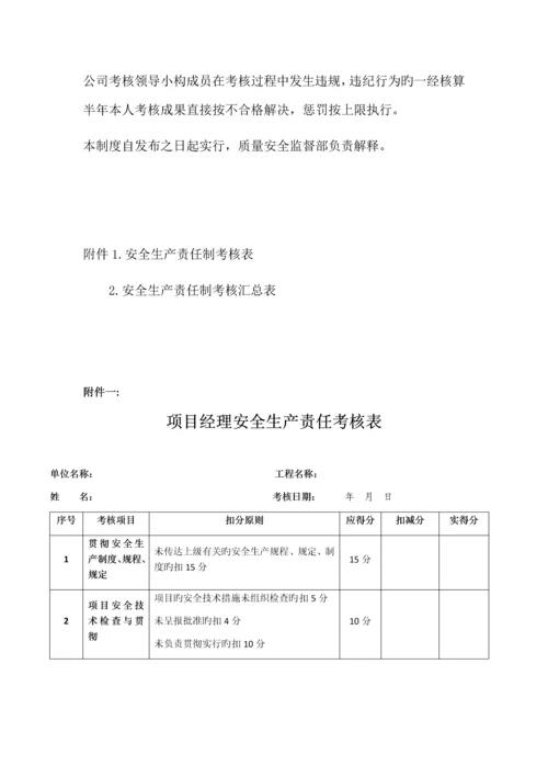 安全生产责任制考核制度及考核表格.docx