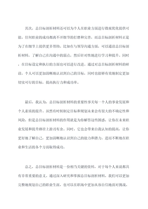 个人对照总目标剖析材料