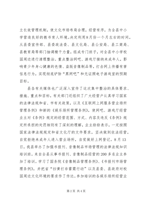 县集中整治校园周边文化环境情况汇报.docx