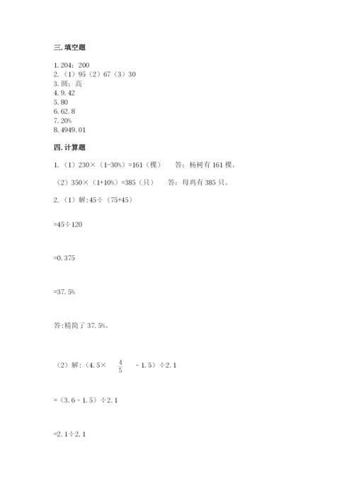 苏教版六年级下册数学期中测试卷精品【巩固】.docx