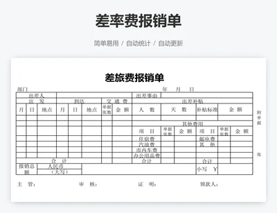 差率费报销单