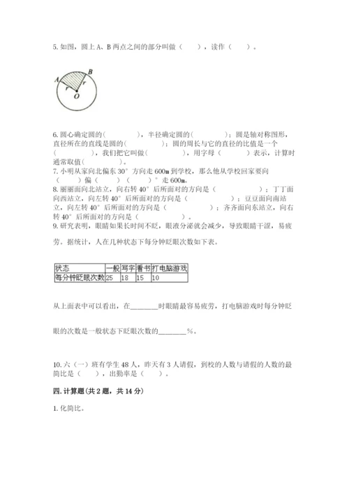 2022六年级上册数学期末考试试卷精品带答案.docx