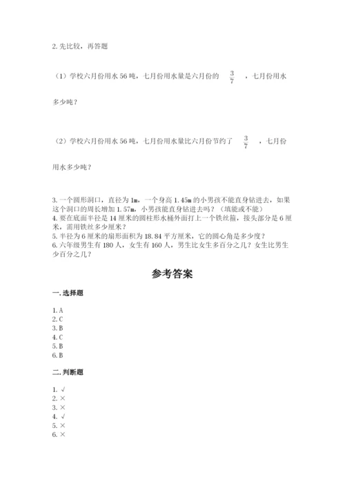 人教版小学六年级上册数学期末测试卷精品【精选题】.docx