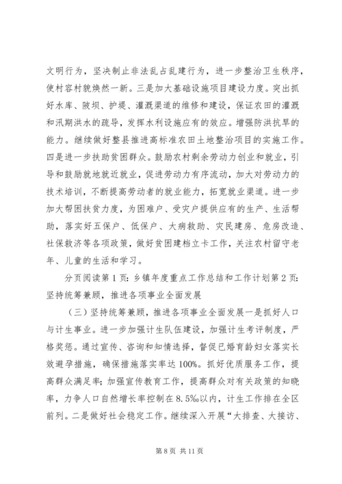 乡镇年度重点工作总结和工作计划.docx