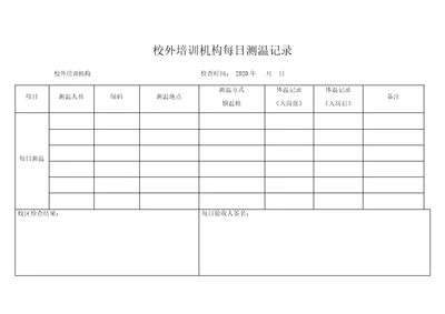 校外培训机构-复工测温、消杀记录表格