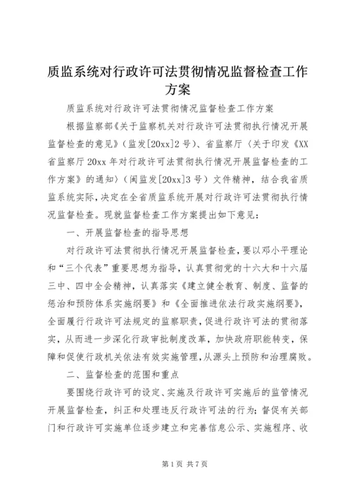 质监系统对行政许可法贯彻情况监督检查工作方案.docx