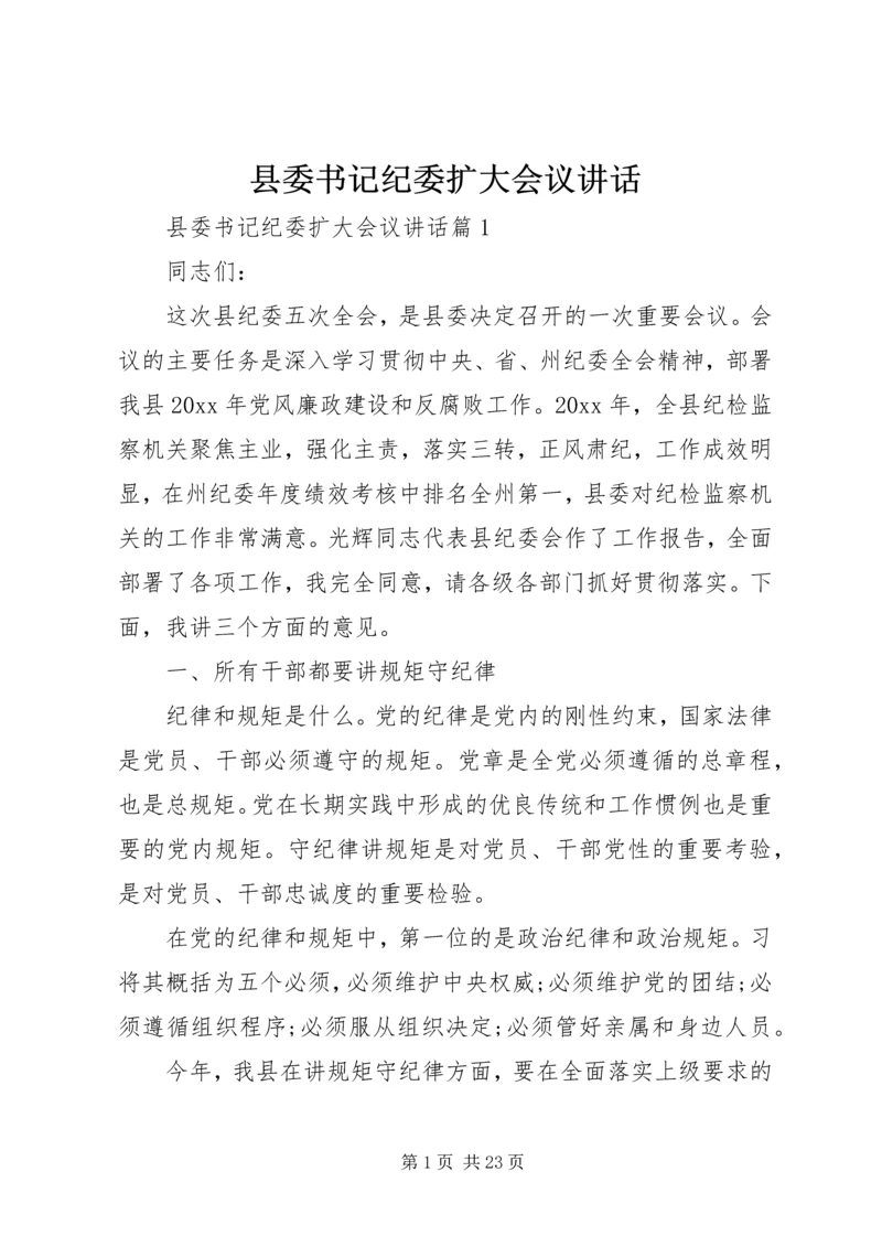 县委书记纪委扩大会议讲话.docx