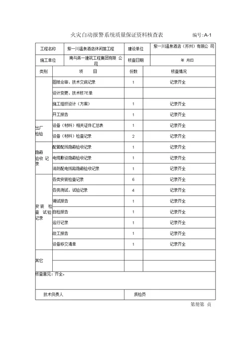 火灾自动报警系统资料范例
