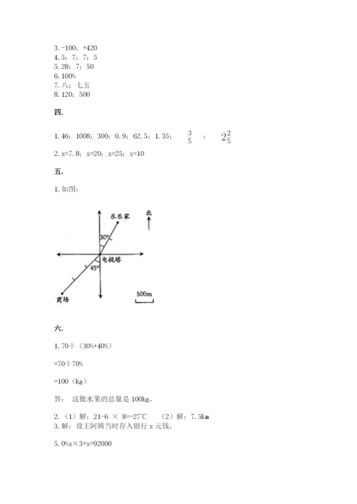 人教版数学六年级下册试题期末模拟检测卷精品（名校卷）.docx