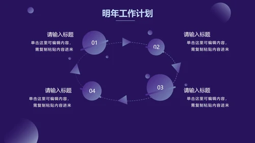 紫色渐变圆简约商务PPT模板