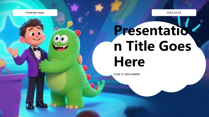 绿色卡通动漫创意风PPT主题