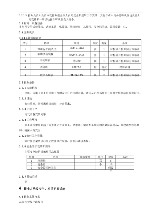 电气保护单体试验作业指导书