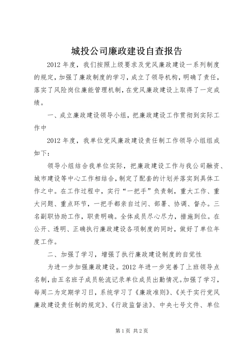 城投公司廉政建设自查报告.docx