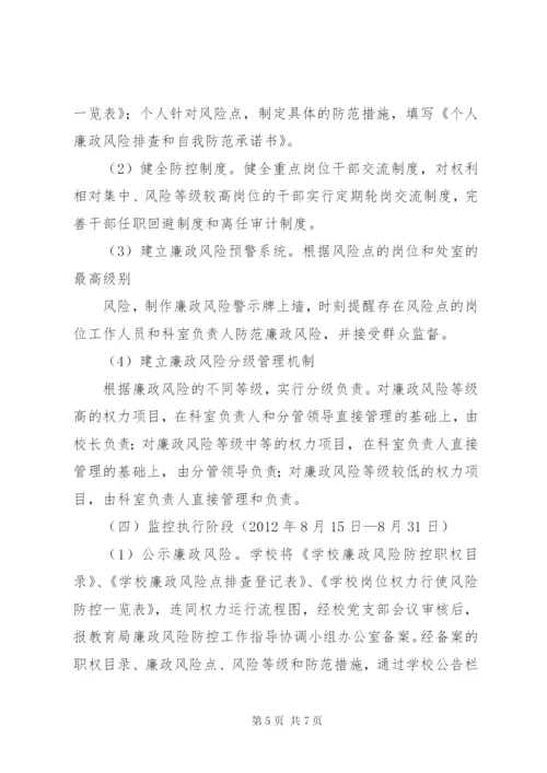 学校开展廉政风险防控工作实施方案 (5).docx