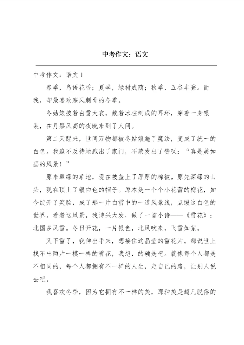 中考作文：语文