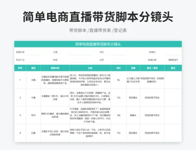 简单电商直播带货脚本分镜头