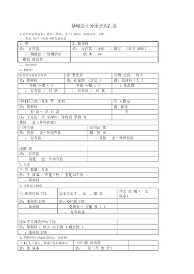 基础会计分录汇总大财务人员必备