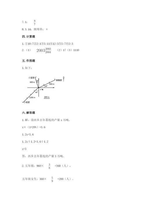 人教版六年级上册数学期末测试卷精品【夺冠系列】.docx