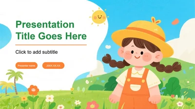 手绘卡通插画风小学生我的暑假生活暑假记录主题模板