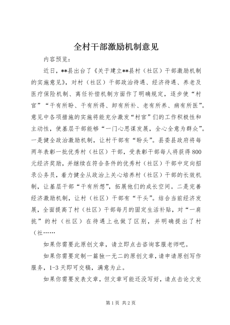 全村干部激励机制意见.docx