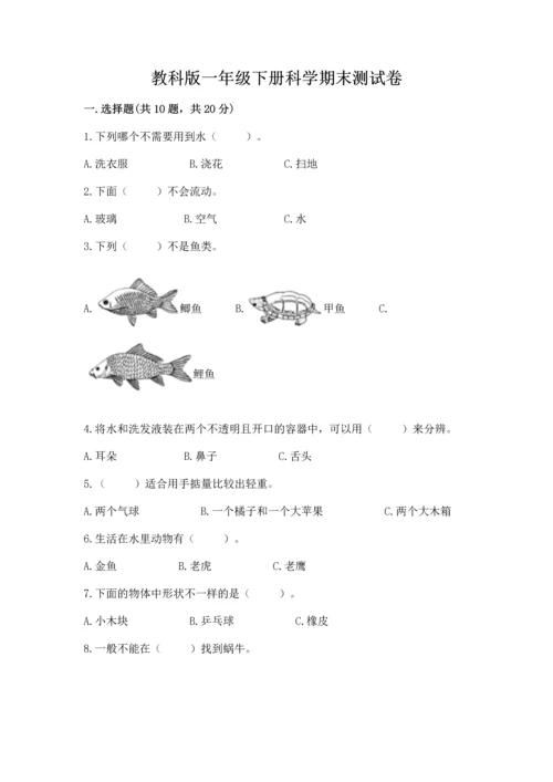 教科版一年级下册科学期末测试卷及参考答案（模拟题）.docx